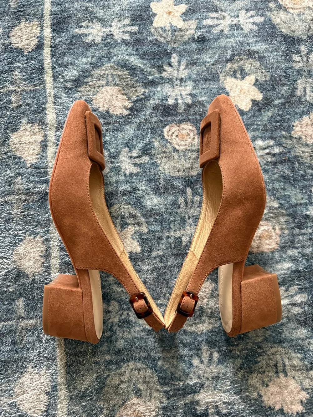 J. McLaughlin Frenchette Suede Slingback Block Heel Pumps Size 6.5